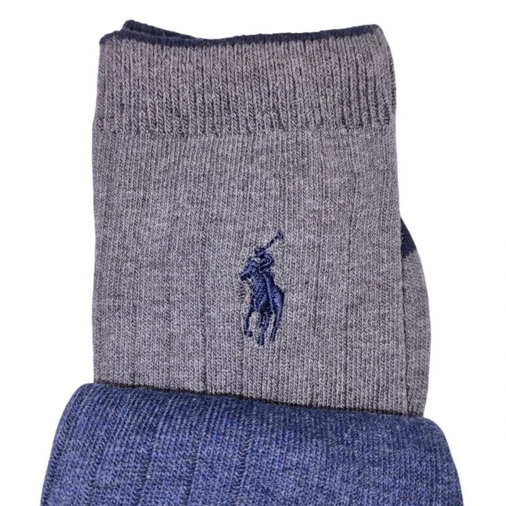 Polo Ralph Lauren Boys 3 Pair Socks Size‎ 8-9.5 Crew Socks Blue Gray Maroon
